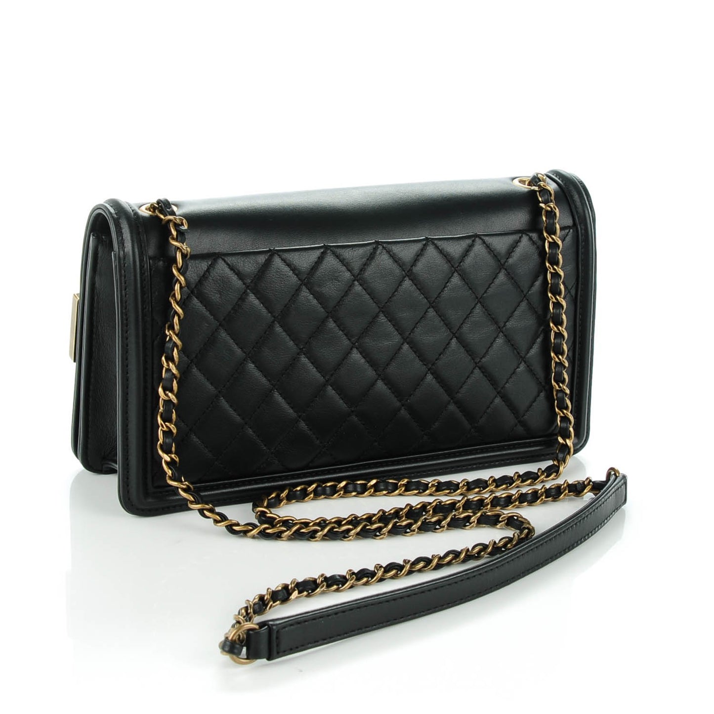 Lambskin and Plexiglass Seamless Greek Boy Brick Flap Black