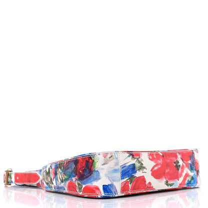Saint Laurent Smooth Calfskin Flowers Print Le 5 A 7 Hobo White 4 of 8
