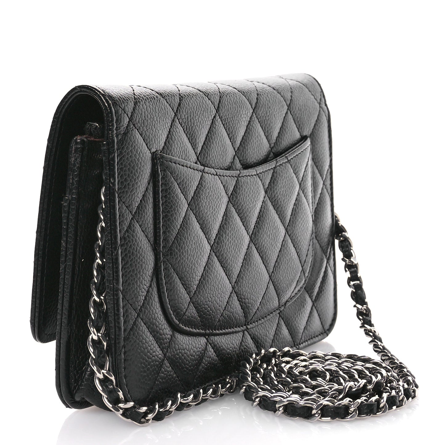 Caviar Quilted Wallet on Chain WOC Black