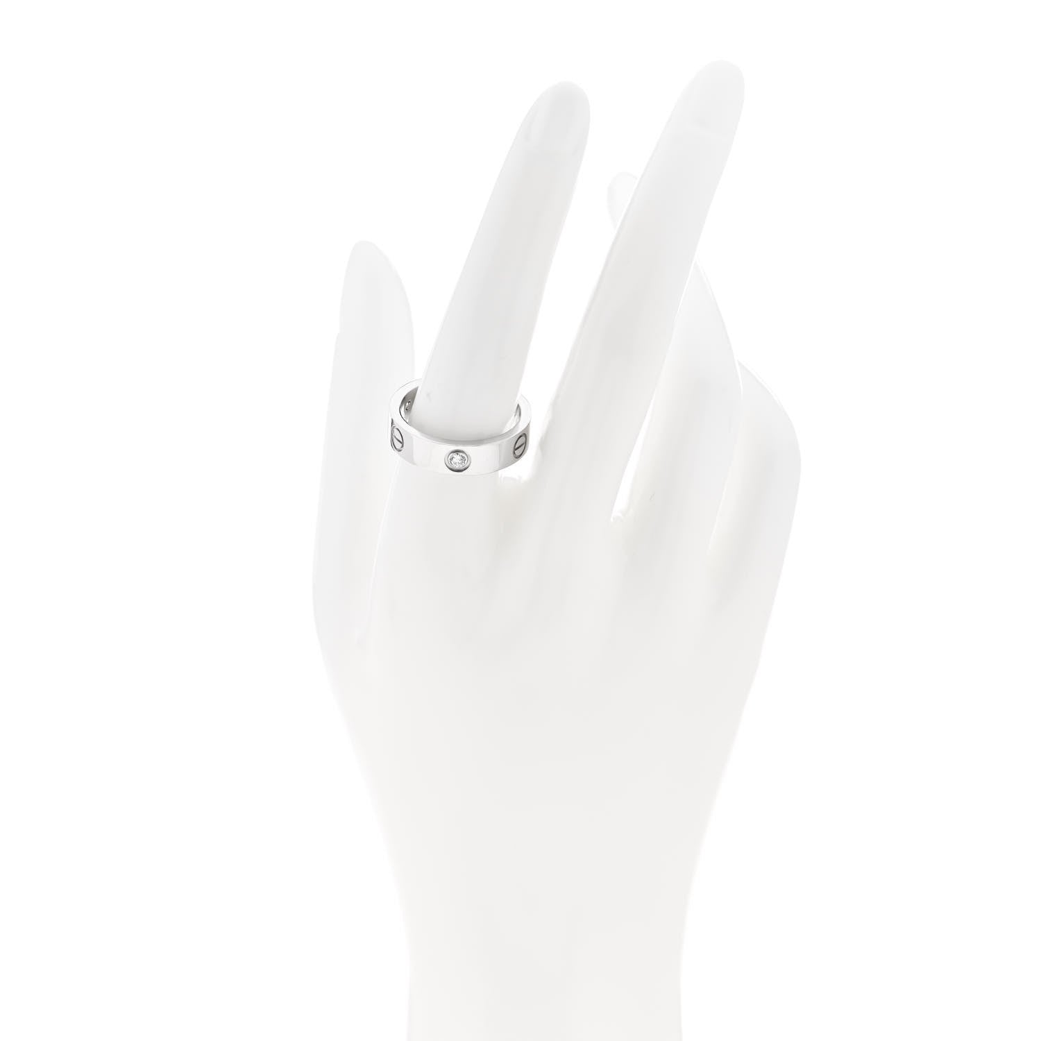 Cartier 18K White Gold 3 Diamond 5.5mm LOVE Ring 59 8.75 2 of 5