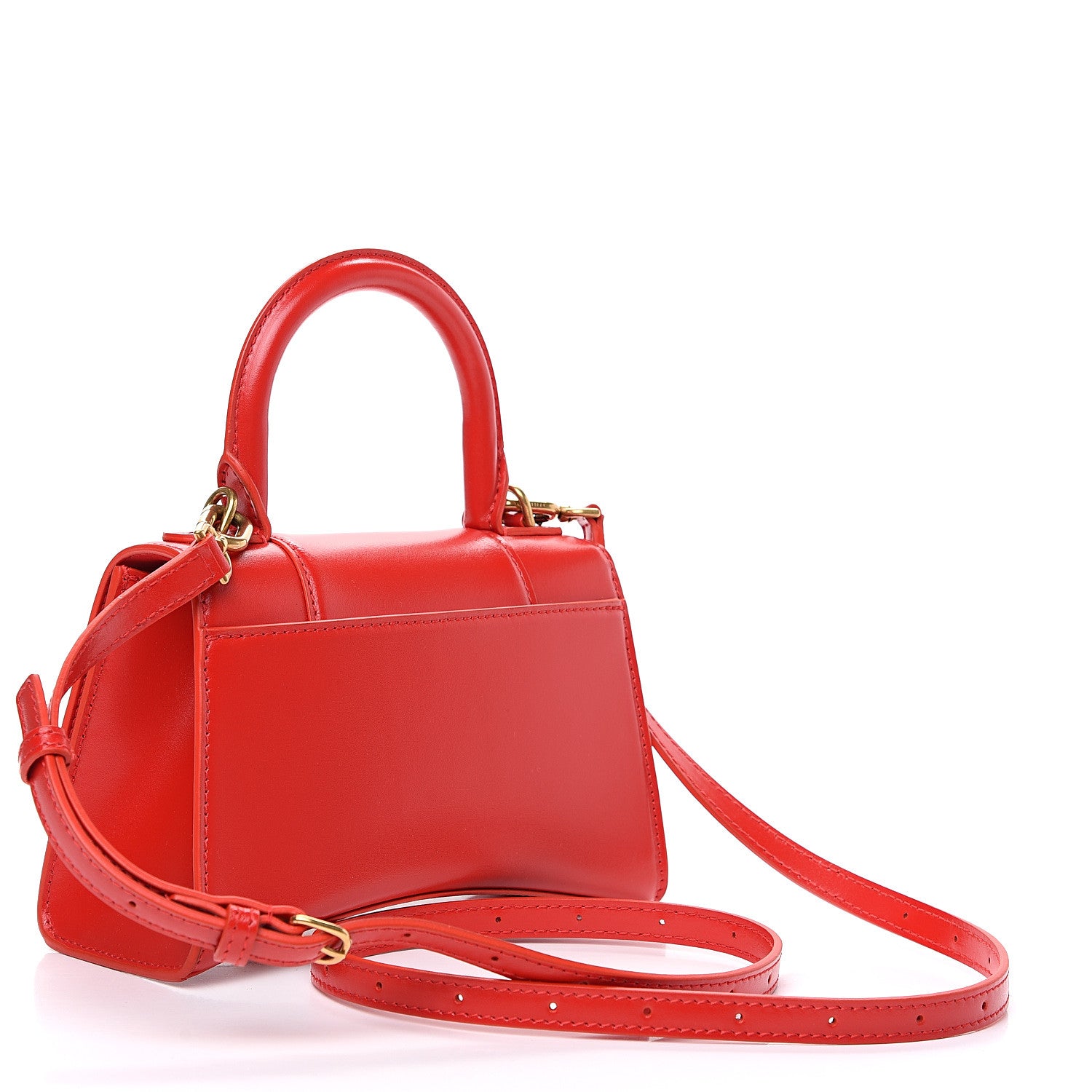 Balenciaga Shiny Box Calfskin Hourglass Top Handle Bag XS Bright Red 2 of 7