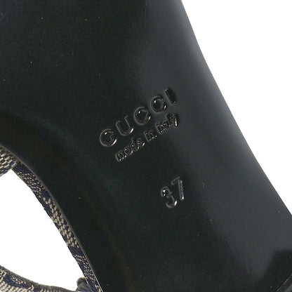 Gucci Monogram Horsebit Womens Slingback Ballet Flat 37 Beige Blue 7 of 9