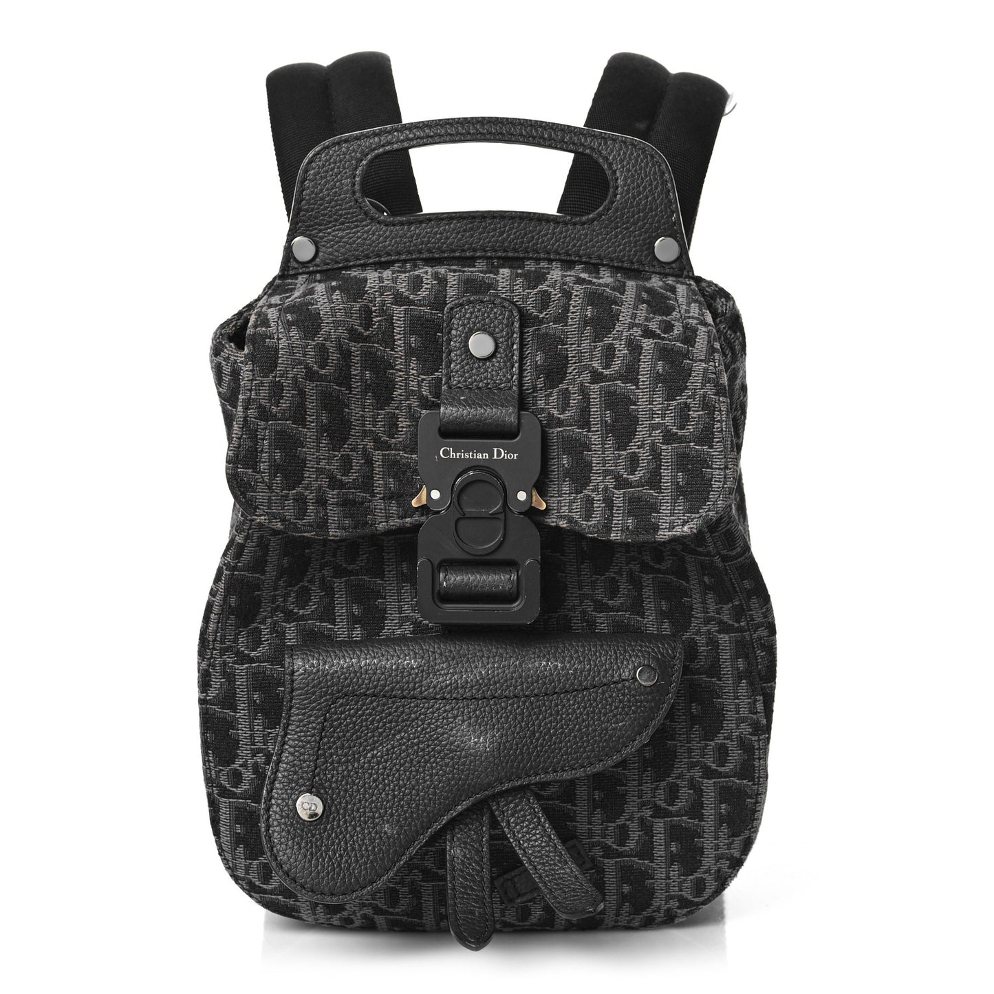 Oblique Jacquard Mini Saddle Backpack Black Blue