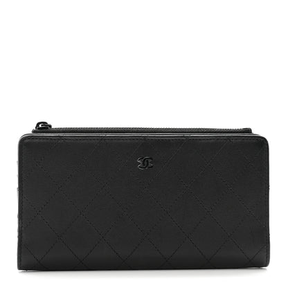 Chanel Grained Calfskin Quilted Long Zipped Wallet So Black 1 of 11