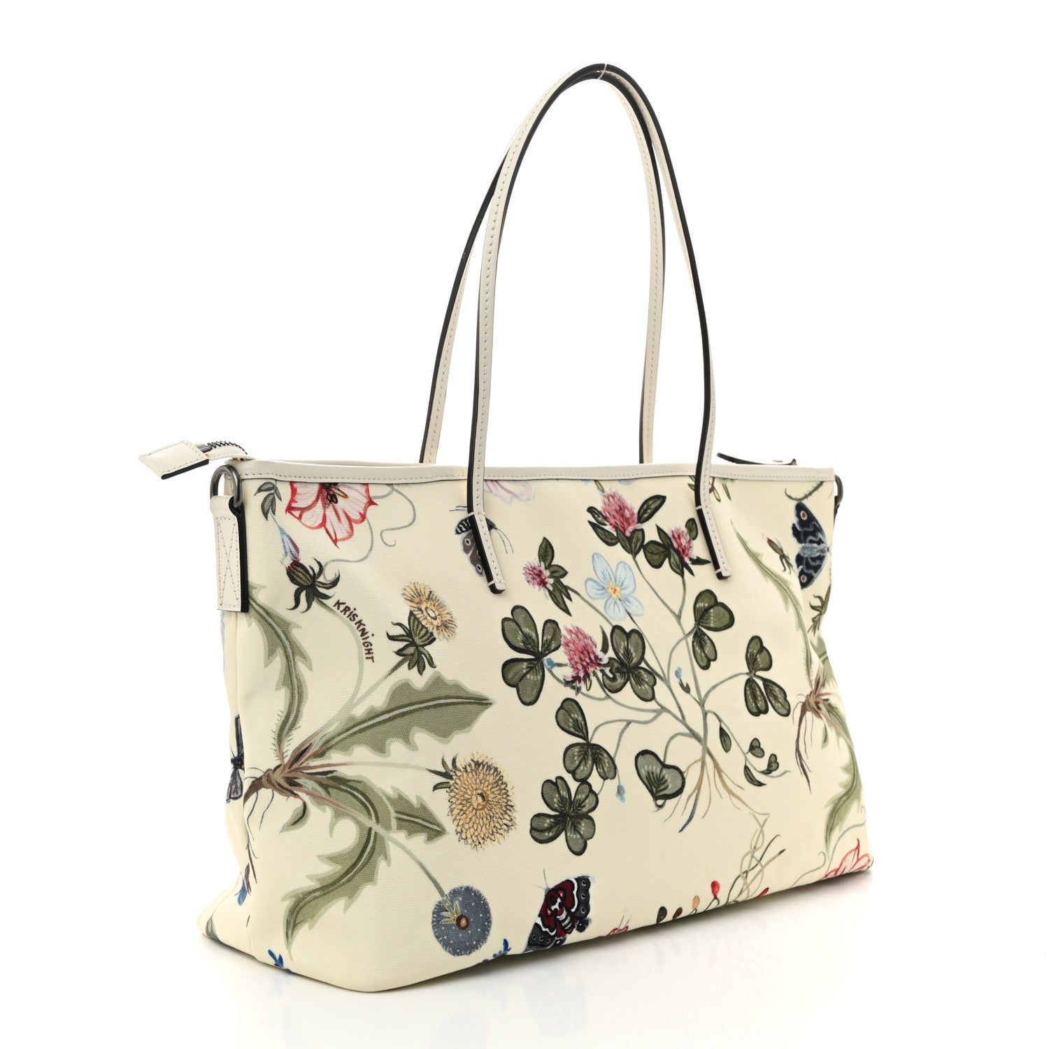 Gucci Canvas Flora Knight Medium Zippered Tote White 3 of 11