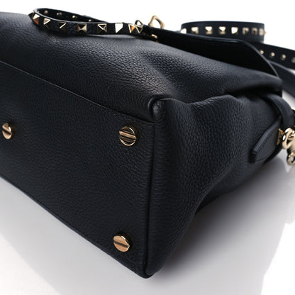 Valentino Garavani Grained Lagun Calfskin Rockstud Twiny Top Handle Bag Black 9 of 9