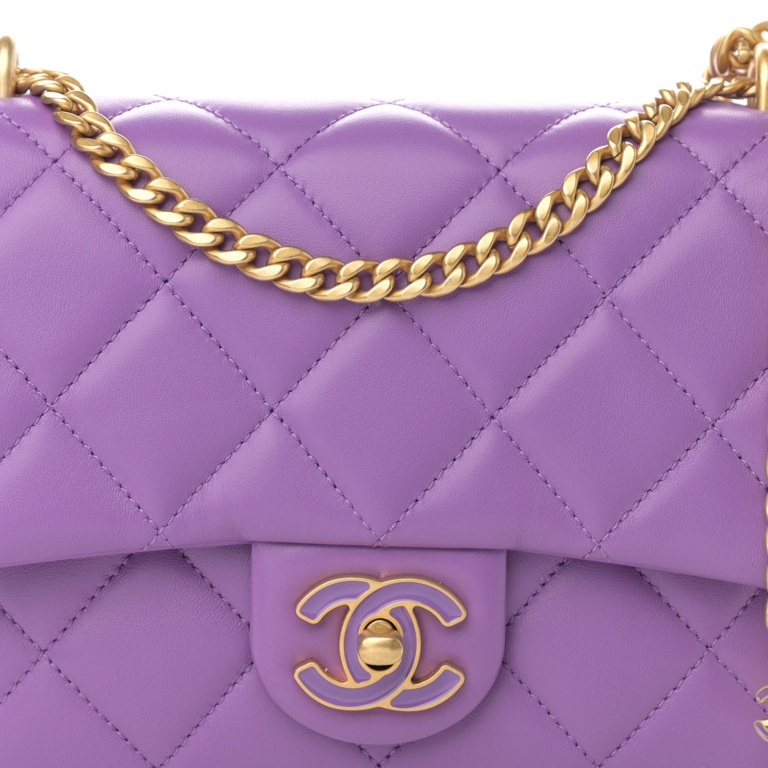 Chanel Lambskin Enamel Quilted Small Pending CC Square Flap Purple 8 of 10