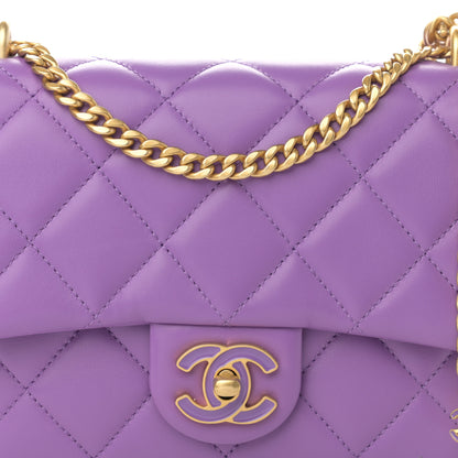 Chanel Lambskin Enamel Quilted Small Pending CC Square Flap Purple 8 of 10