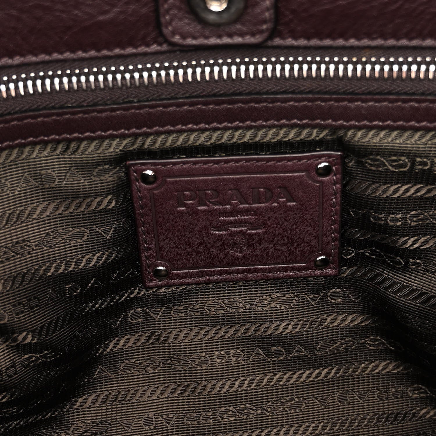 Prada Soft Calfskin Shopping Tote Prugna 6 of 10
