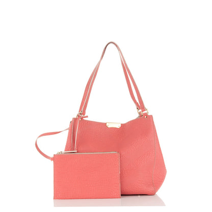 Burberry Signature Grain Calfskin Check Embossed Small Canterbury Tote Rose Pink 5 of 9