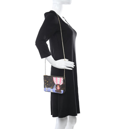 Louis Vuitton Monogram 2019 Christmas Animation Double Zip Pochette 2 of 9