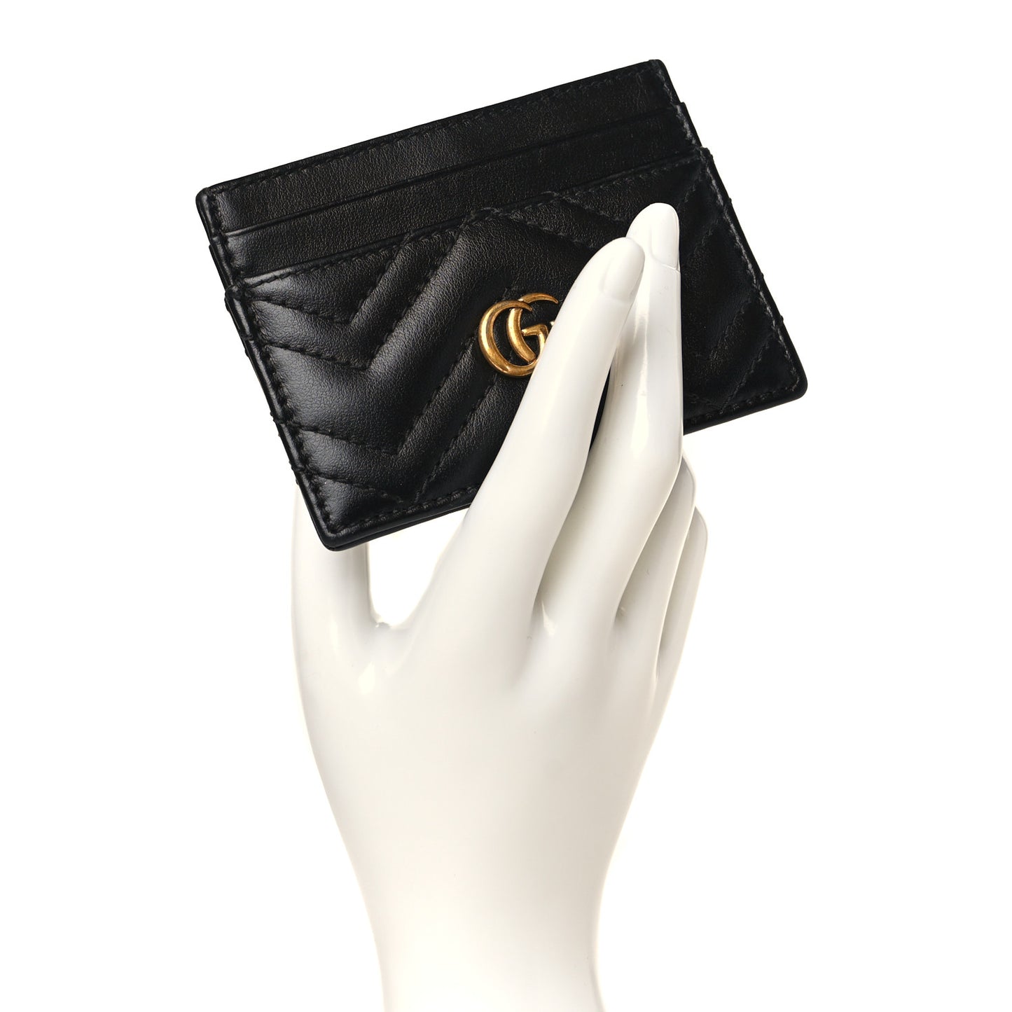 Calfskin Matelasse GG Marmont Card Holder Black