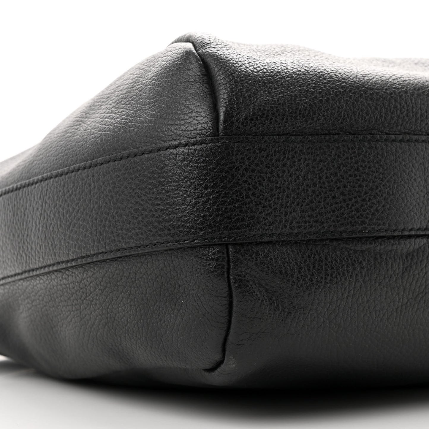 Grained Calfskin Bamboo Bar Hobo Black