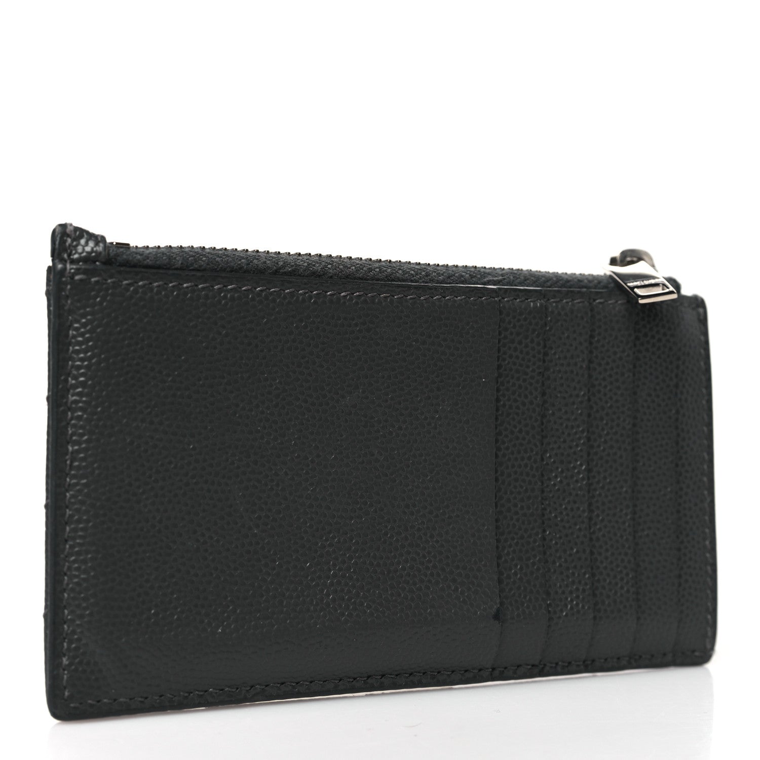 Saint Laurent Grain De Poudre Matelasse Chevron Monogram Fragments Zippered Card Case Fog 3 of 9