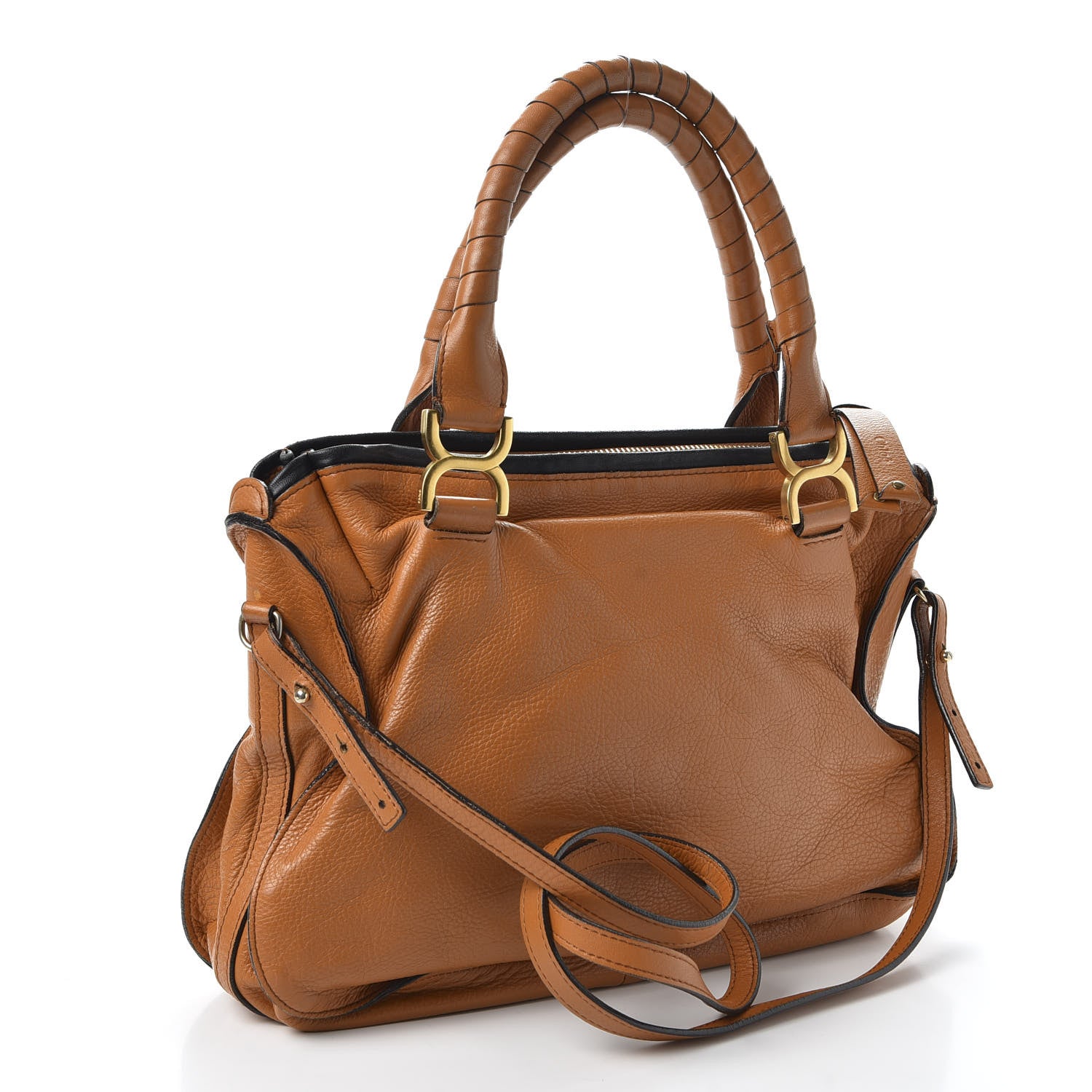 Chloe Calfskin Braided Medium Marcie Satchel Whiskey 2 of 12