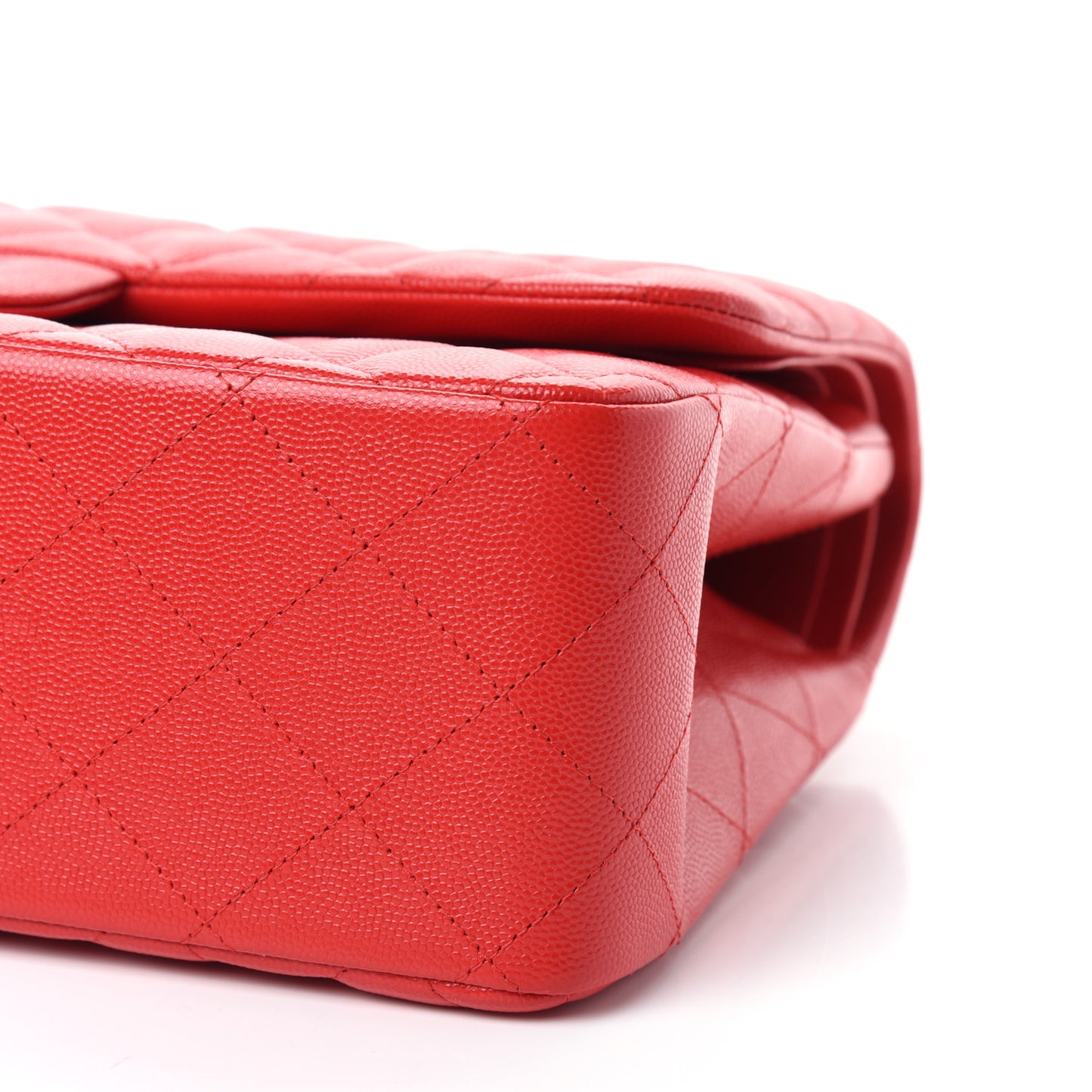 Caviar Quilted Jumbo Double Flap Red
