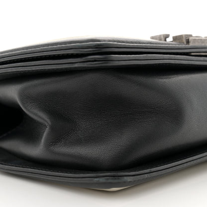 Chanel Calfskin Pleated Small Boy In Rome Flap Black White 9 of 15