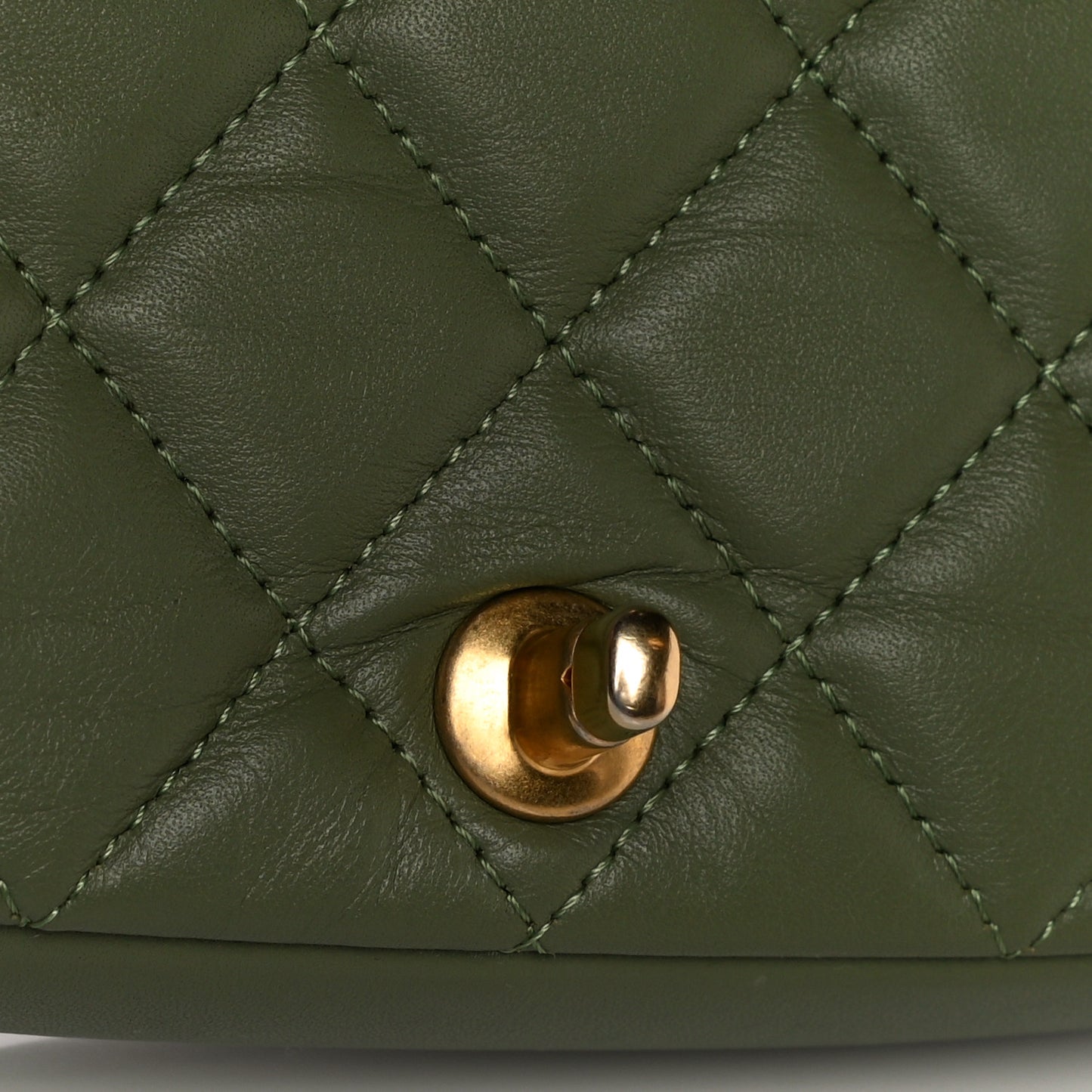 Calfskin Quilted Coco Mail Clutch With Chain Green