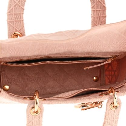 Christian Dior Canvas Embroidered Cannage Medium Lady D-Lite Pink 4 of 8