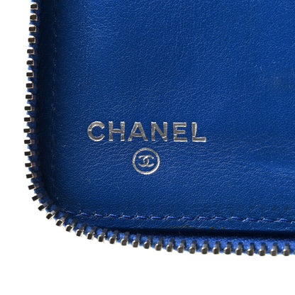 Chanel Patent Quilted Large Zip Around Organizer Wallet Blue 6 of 12