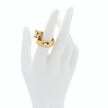 Cartier 18K Yellow Gold Diamond Tsavorite Black Onyx Panthere De Cartier Bypass Ring 55 7.25 3 of 7