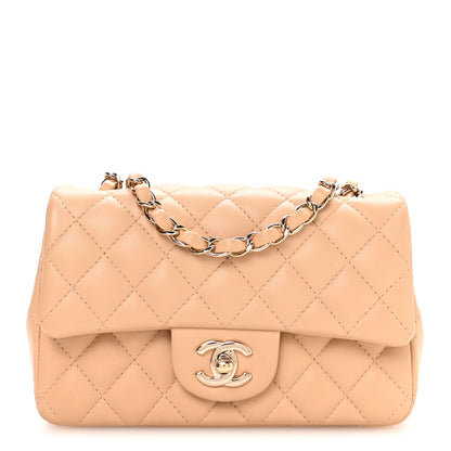 Chanel Lambskin Quilted Mini Rectangular Flap Beige 1 of 11