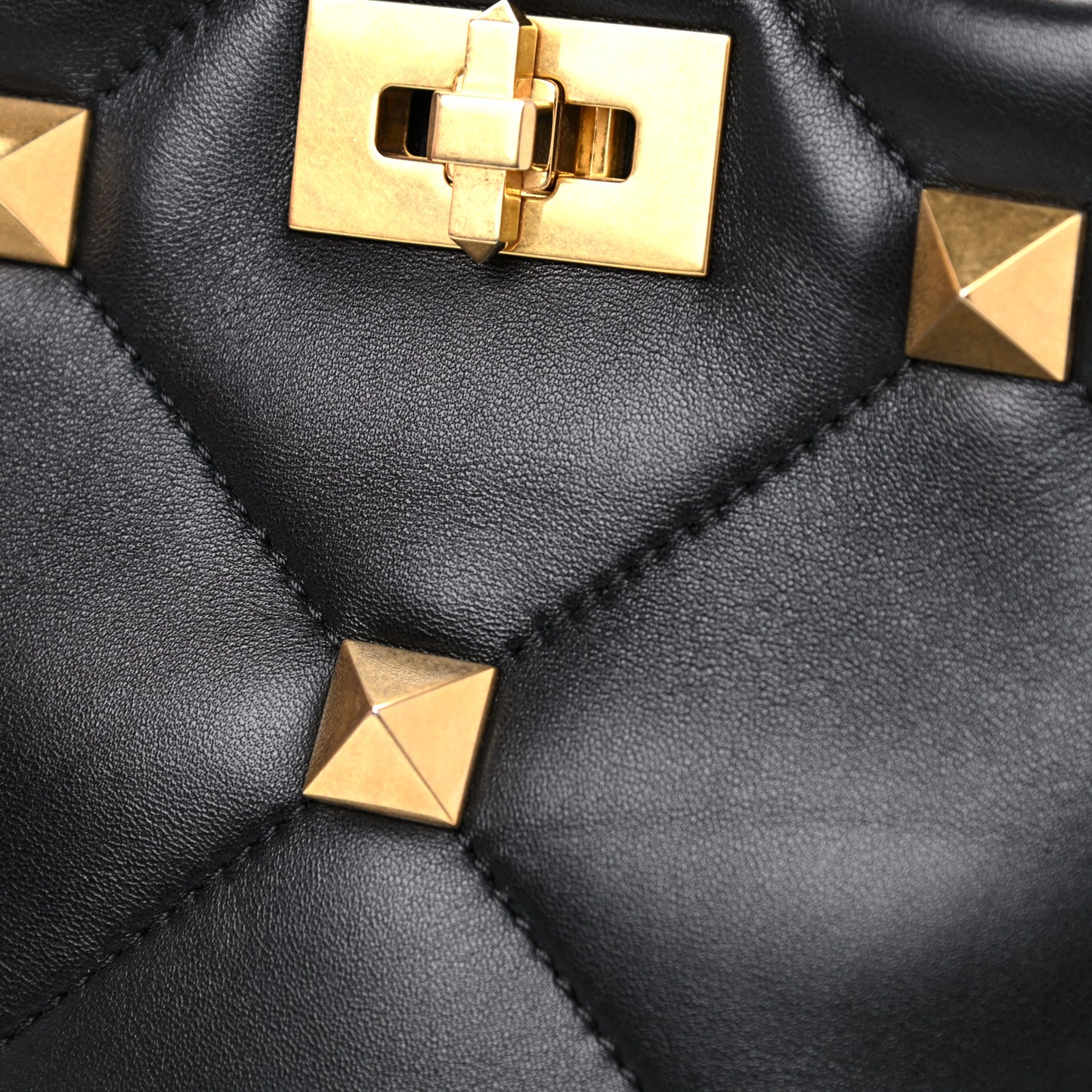 Nappa Small Roman Stud The Handle Bag Black