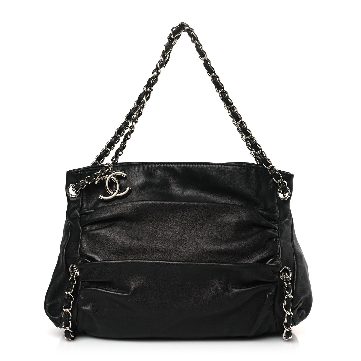 Lambskin Large Sharpei Shoulder Bag Black