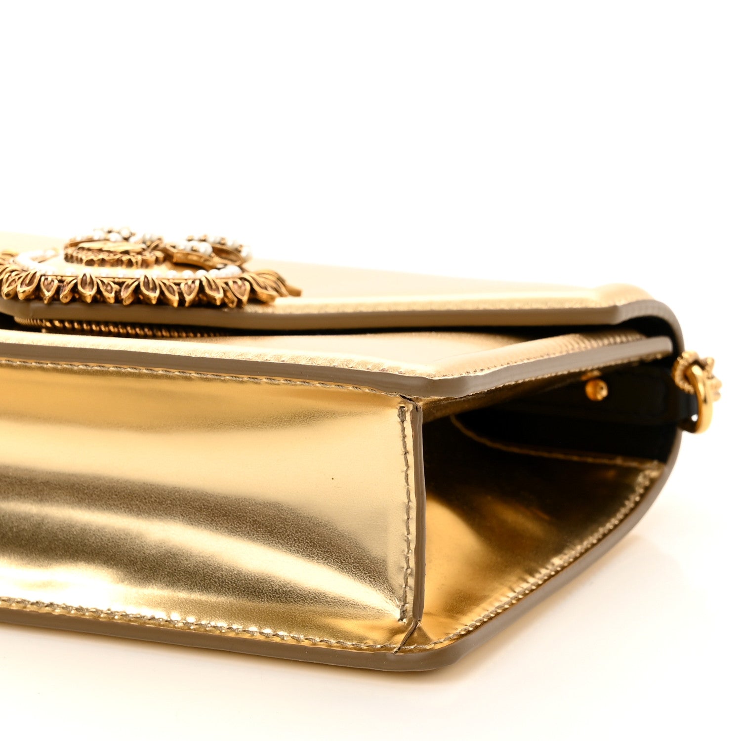 Dolce & Gabbana Metallic Nappa Small Devotion Envelope Top Handle Bag Gold 9 of 10