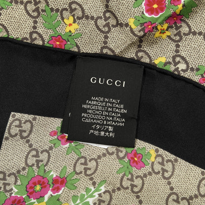 Gucci Silk Monogram Floral Web Square Scarf Black Multicolor 4 of 4