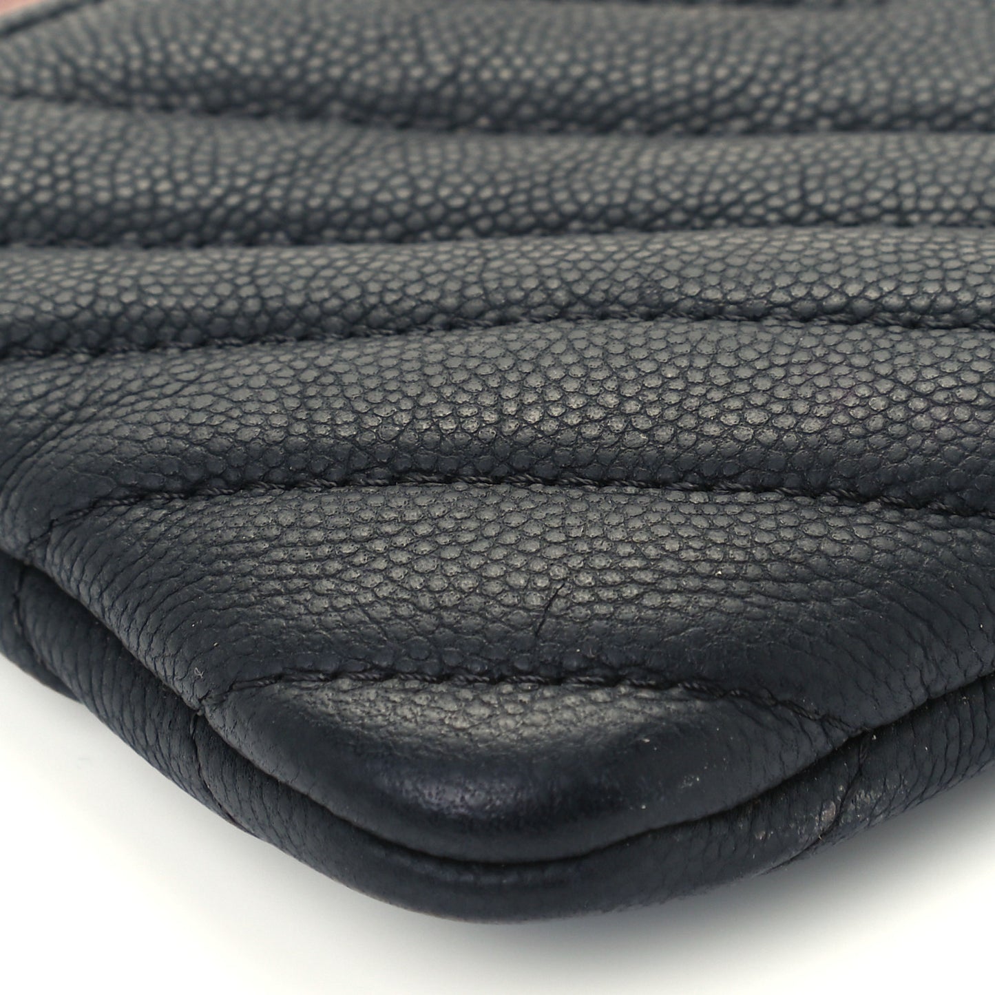 Caviar Chevron Quilted Small Cosmetic Case Black