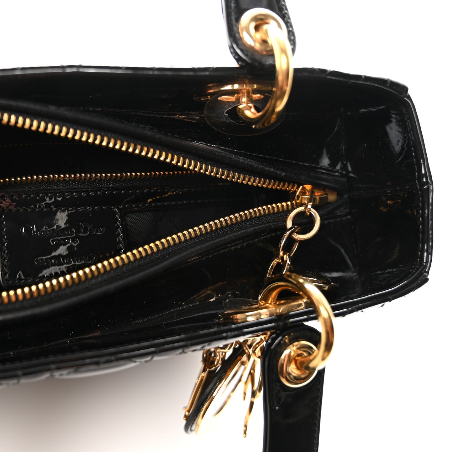 Patent Cannage Medium Lady Dior Black