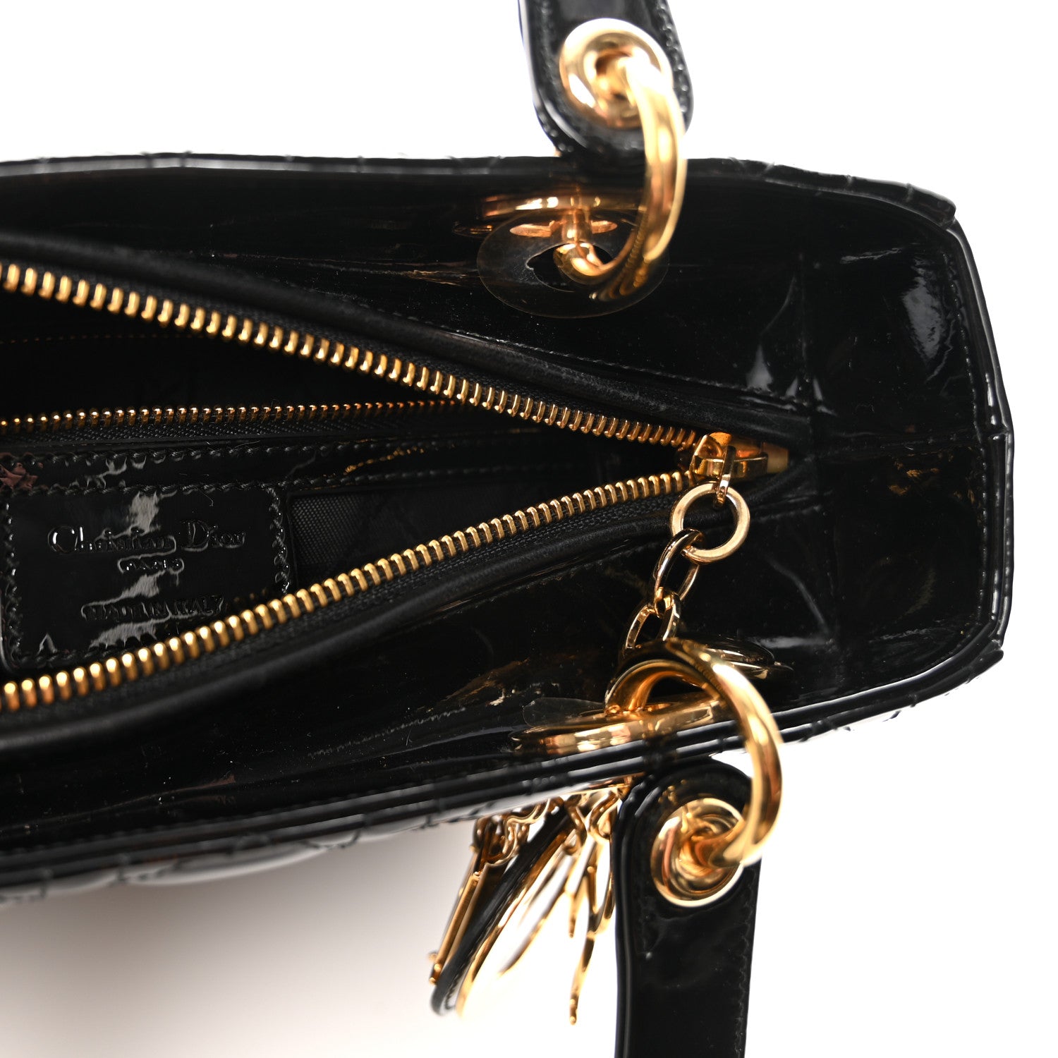 Christian Dior Patent Cannage Medium Lady Dior Black 6 of 9