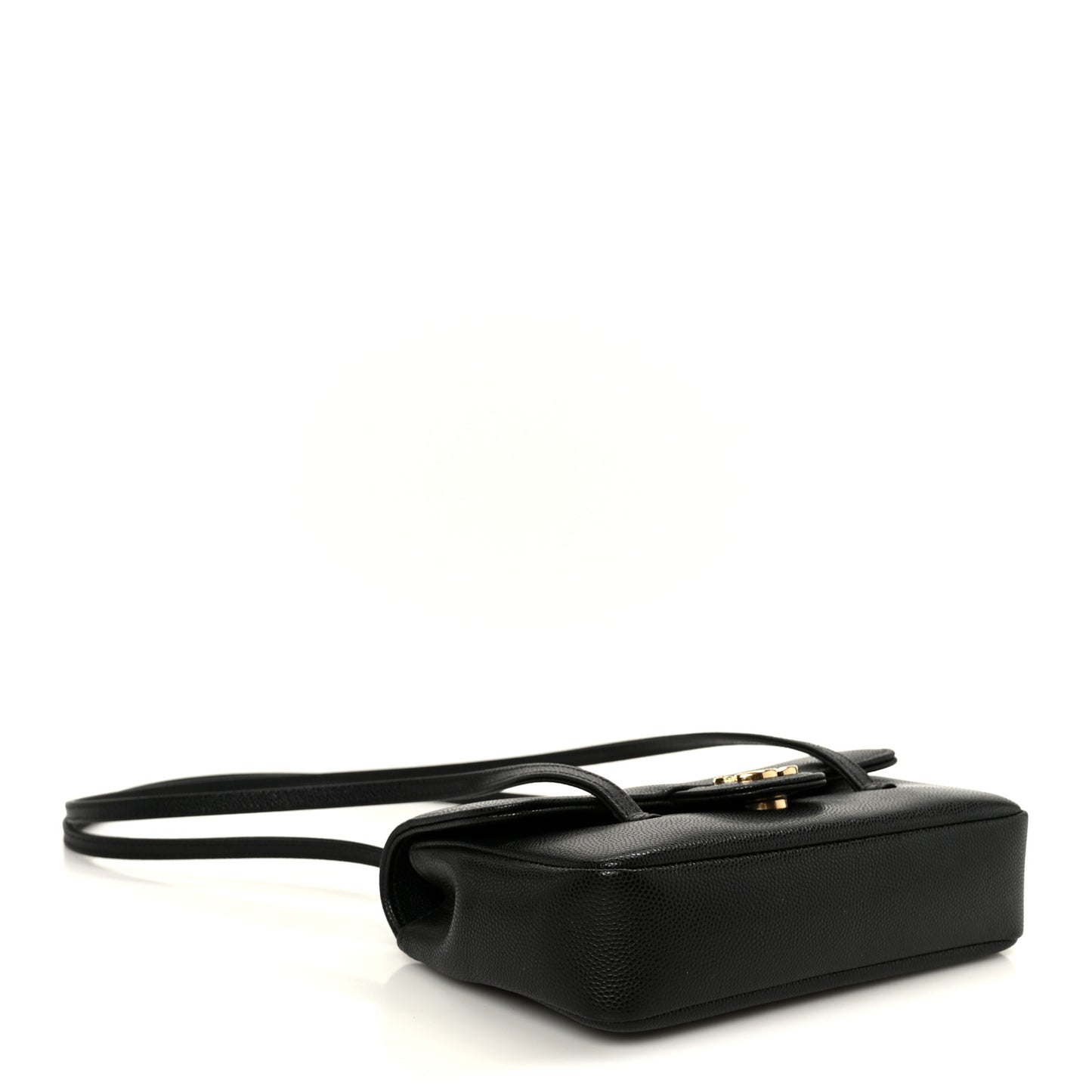 Shiny Caviar Mini Preppy Coco Shoulder Bag Black