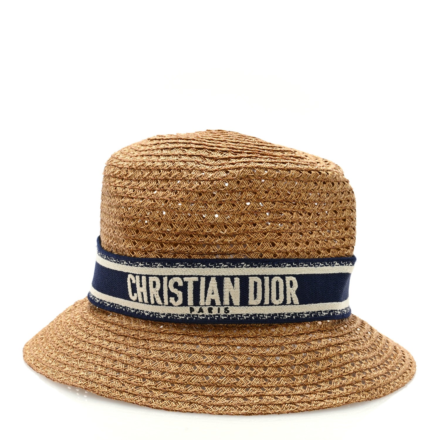 Christian Dior Straw Embroidered D-Bobby Bucket Hat 57 Natural 1 of 7