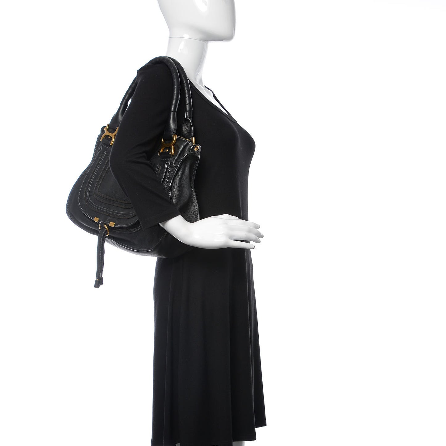 Calfskin Medium Marcie Satchel Black