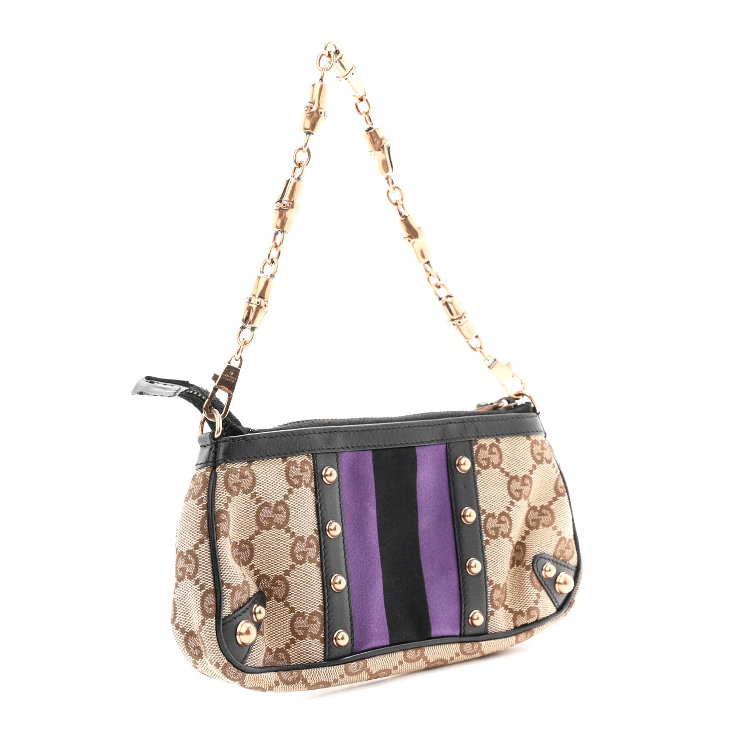 Monogram Web Studded Chain Clutch Purple