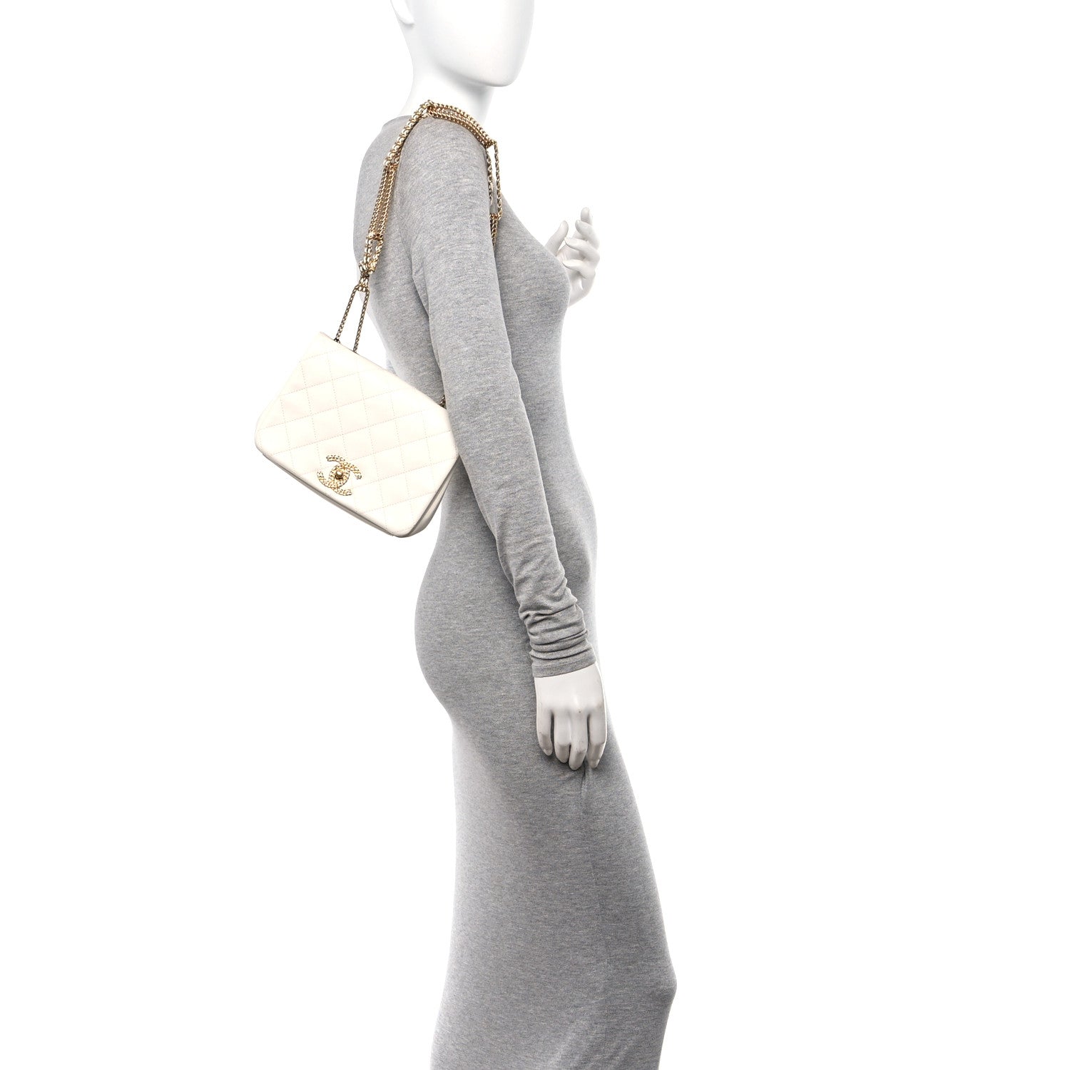 Chanel Lambskin Quilted On And On Small Chain Flap White 2 of 10
