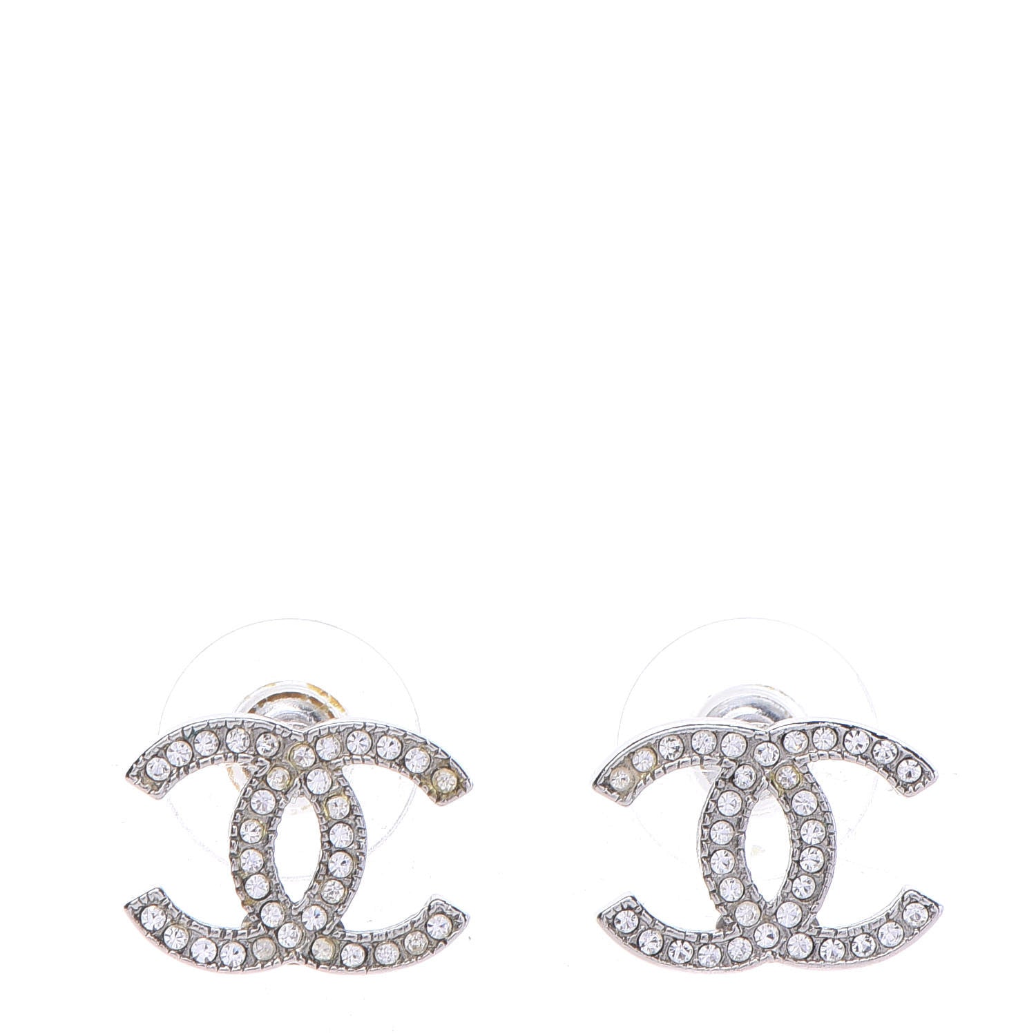 Chanel Crystal CC Earrings Silver 1 of 5