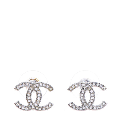 Chanel Crystal CC Earrings Silver 1 of 5