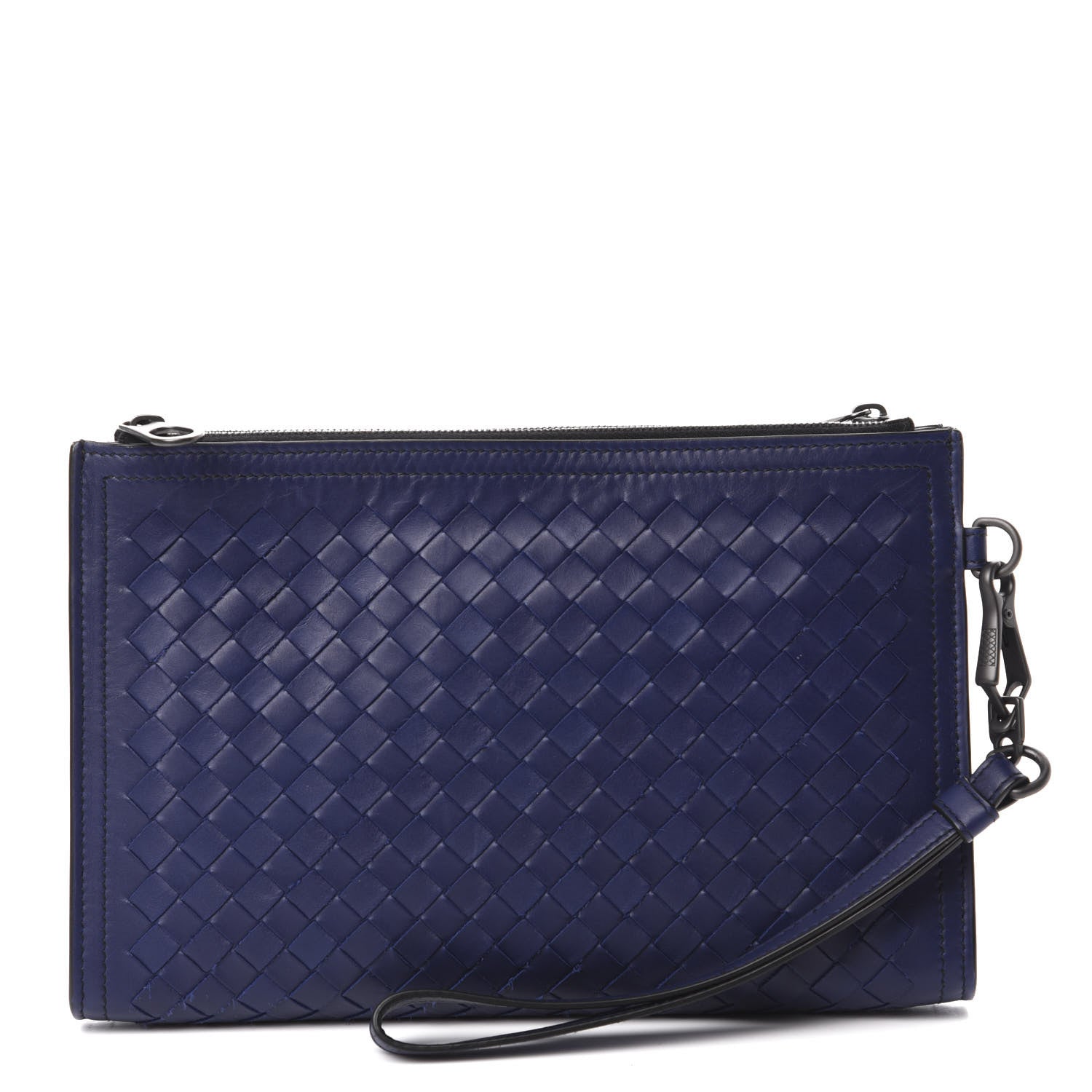 Bottega Veneta Nappa Intrecciato Wristlet Zip Wallet Atlantic 1 of 8