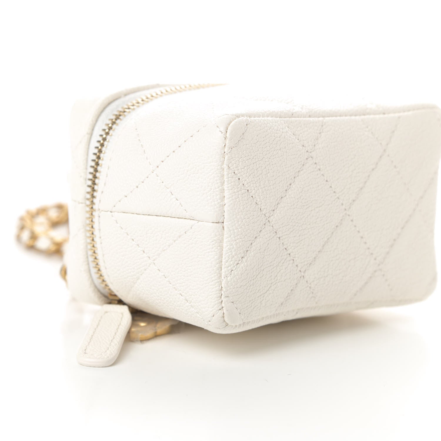 Chanel Caviar Quilted Mini Top Handle Vanity With Chain White 9 of 11