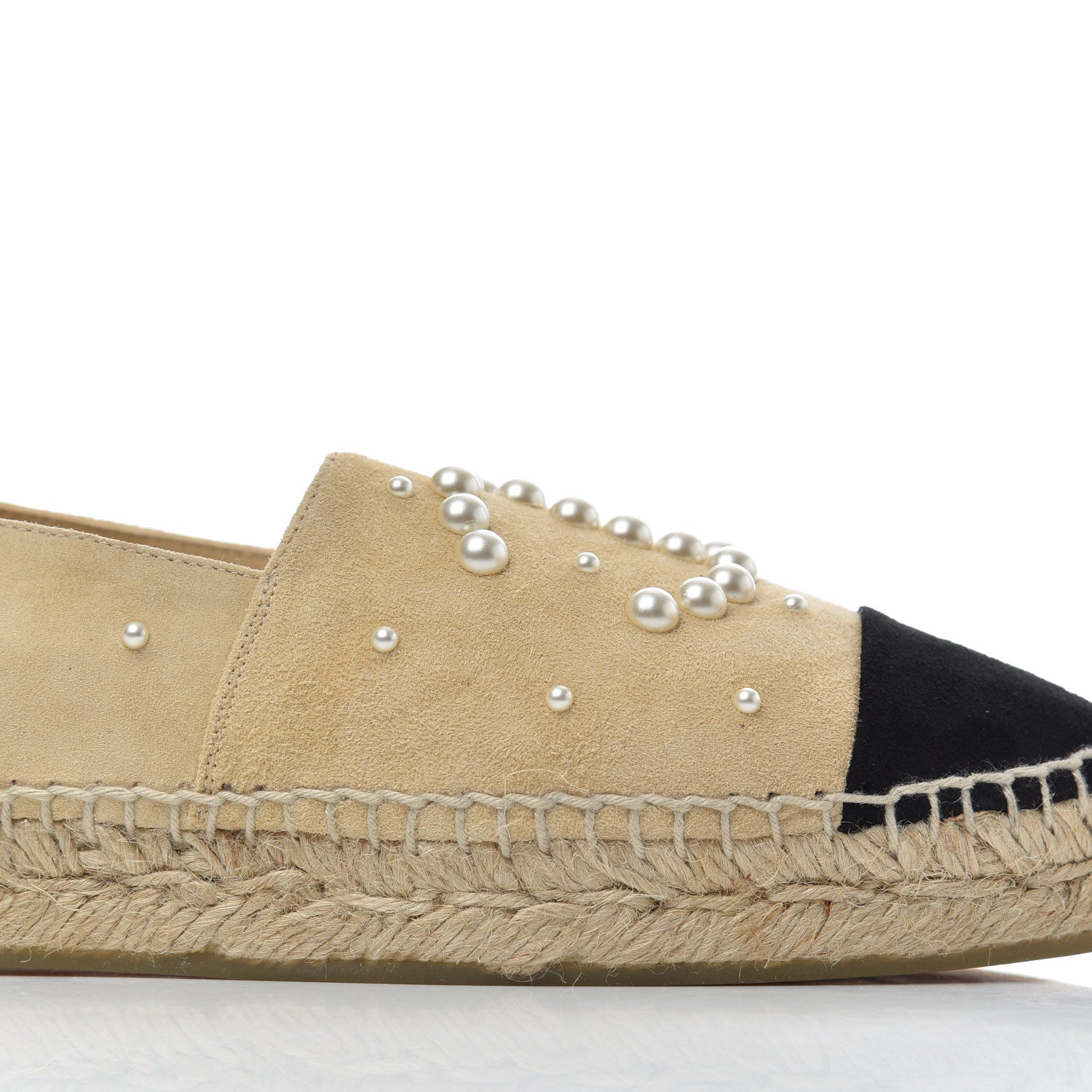 Chanel Suede Pearl CC Espadrilles 38 Beige Black 10 of 11