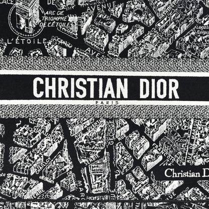 Christian Dior Canvas Embroidered Large Plan De Paris Book Tote Black White 7 of 9