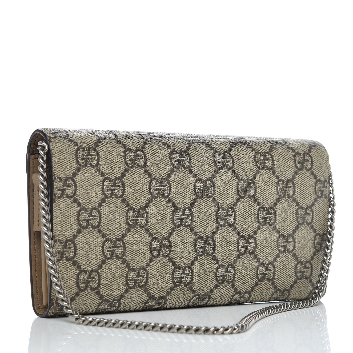 Gucci GG Supreme Monogram Dionysus Chain Clutch Wallet Beige Taupe 3 of 8