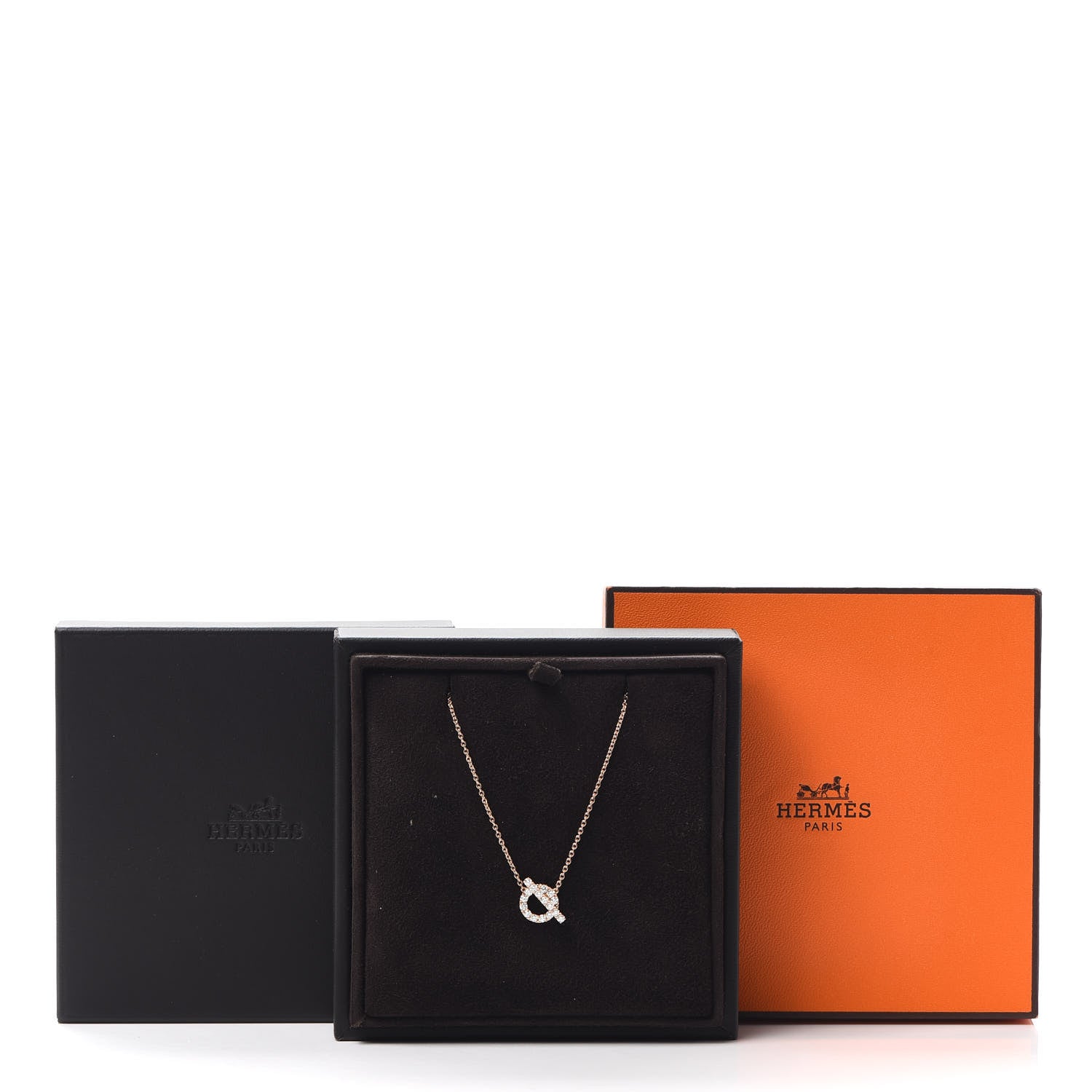 Hermes 18K Rose Gold Diamond Finesse Pendant Necklace 6 of 6