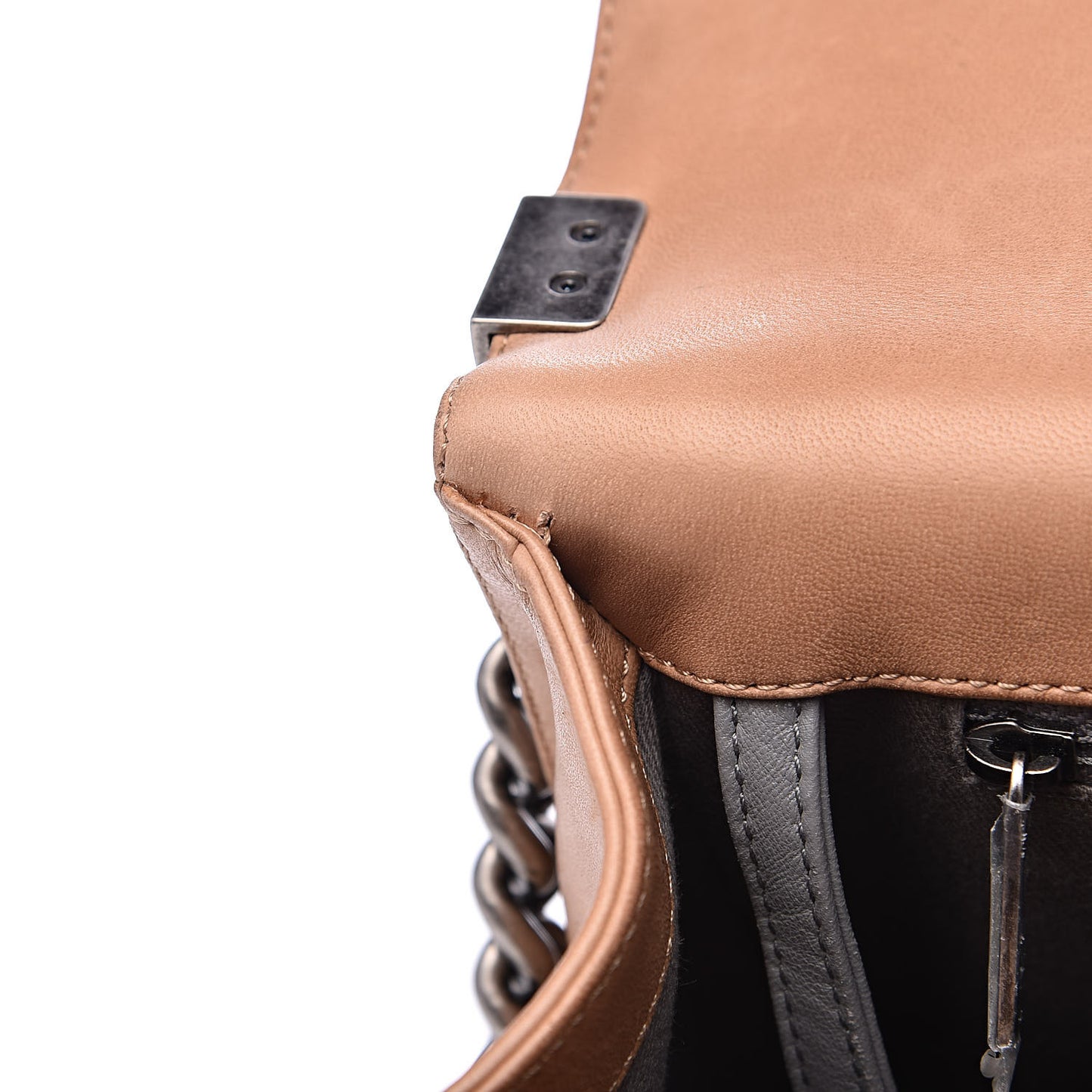 Lambskin Quilted Large Boy Flap Dark Beige