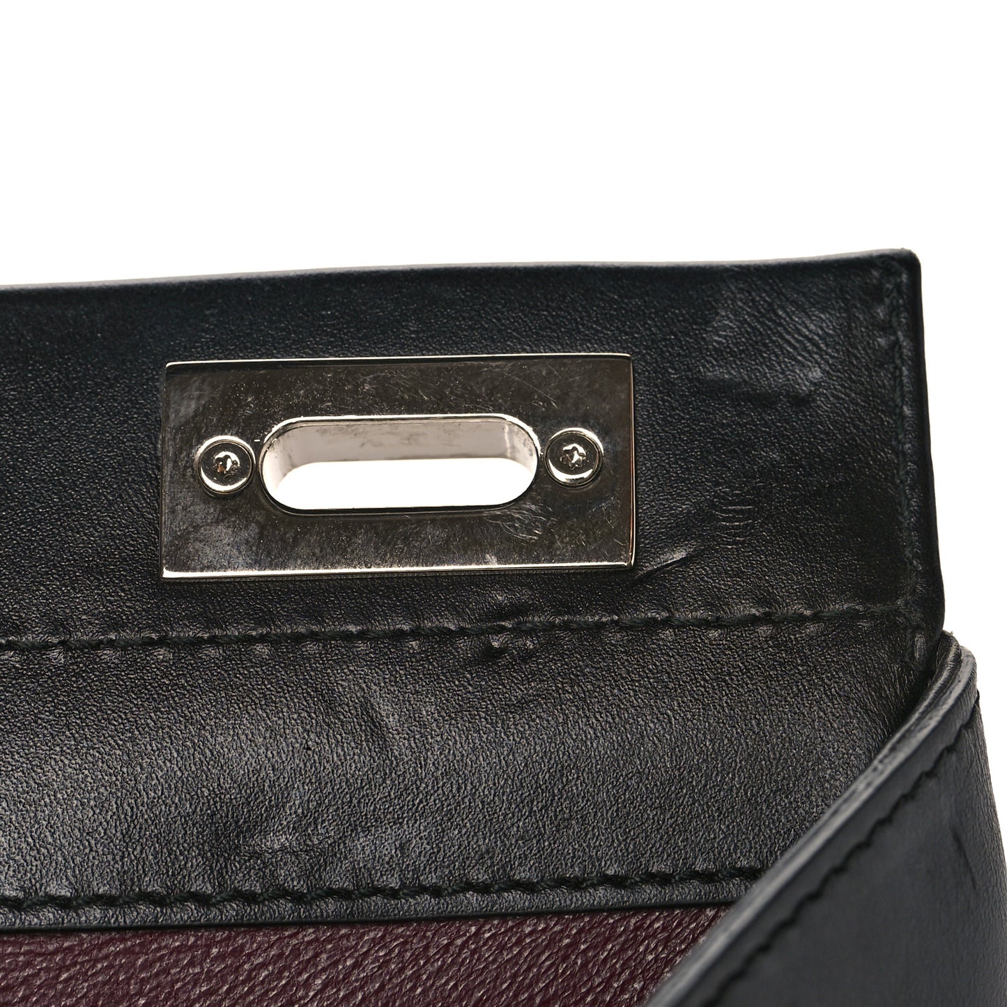 Smooth Calfskin Diagonal Striped Small Zumi Top Handle Bag Black Beige