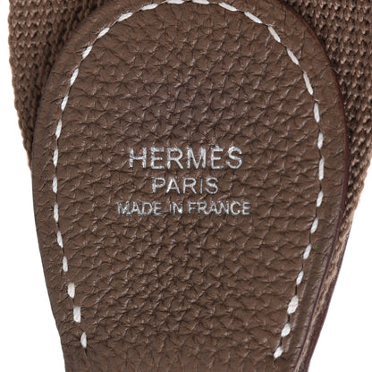 Hermes Toile Taurillon Clemence Shoulder Strap Etoupe 4 of 5
