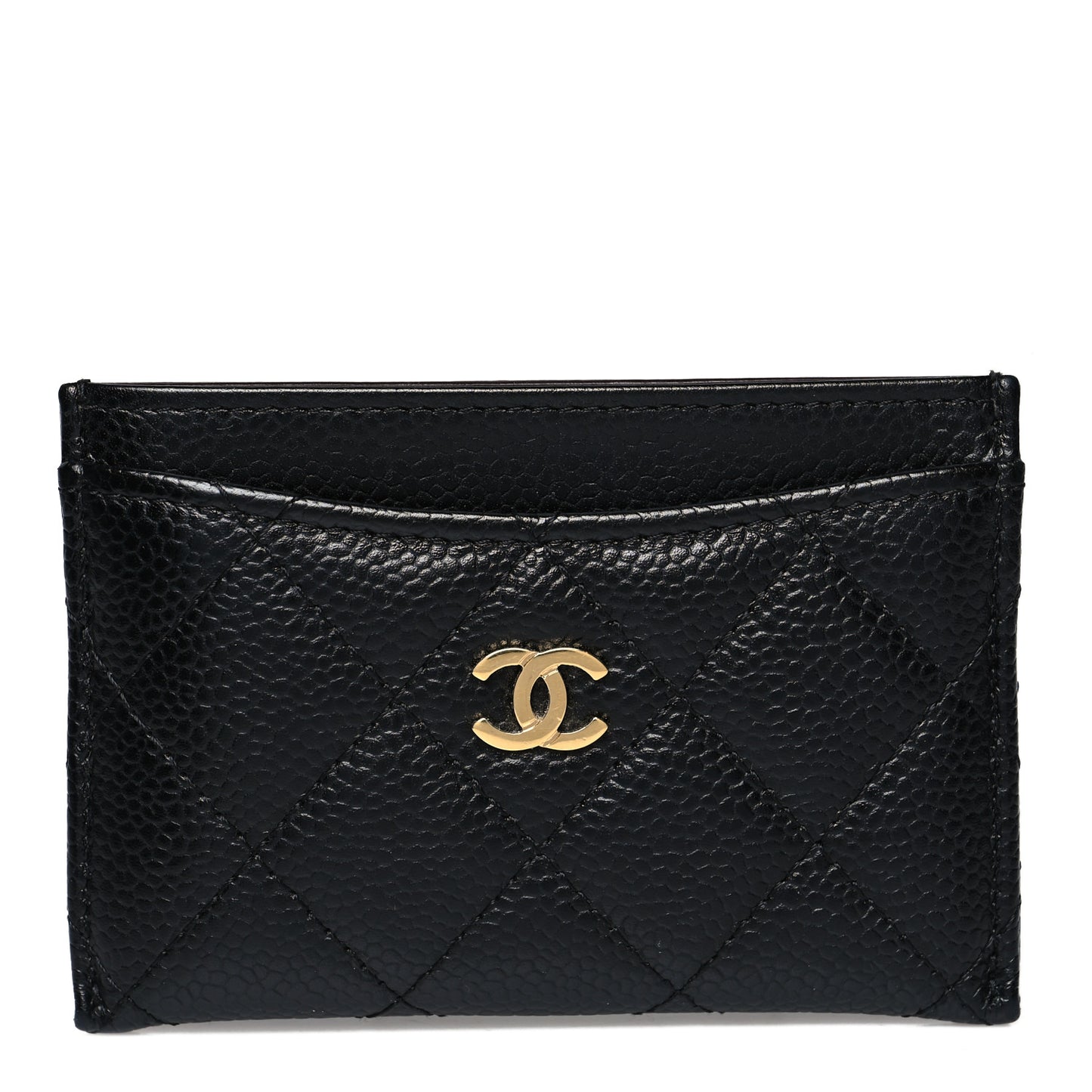 Caviar Quilted Card Holder Black